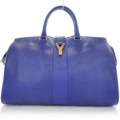 SAINT LAURENT Leather Large Cabas Chyc Blue